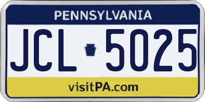 PA license plate JCL5025