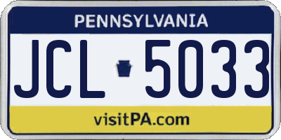 PA license plate JCL5033