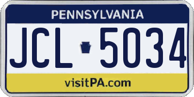 PA license plate JCL5034
