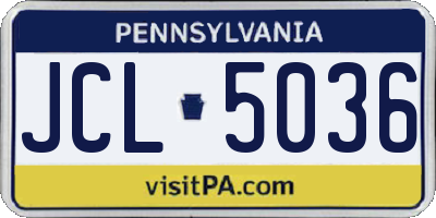 PA license plate JCL5036