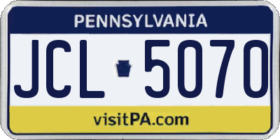PA license plate JCL5070