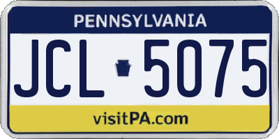 PA license plate JCL5075