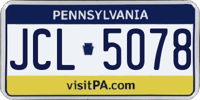 PA license plate JCL5078