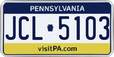 PA license plate JCL5103