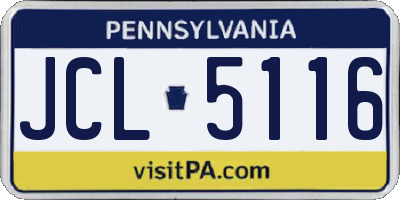 PA license plate JCL5116