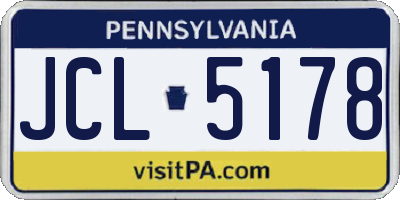 PA license plate JCL5178