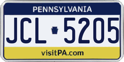 PA license plate JCL5205