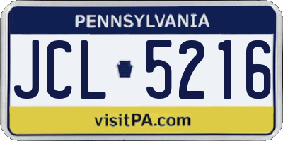 PA license plate JCL5216