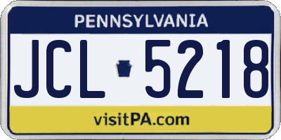 PA license plate JCL5218