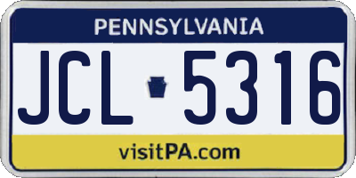 PA license plate JCL5316