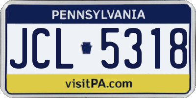 PA license plate JCL5318