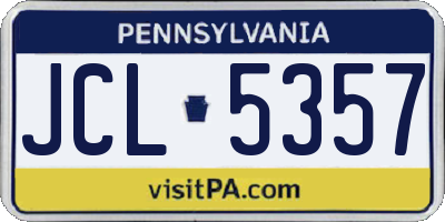 PA license plate JCL5357