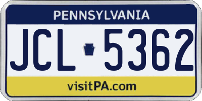PA license plate JCL5362