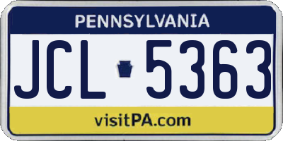 PA license plate JCL5363