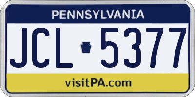 PA license plate JCL5377