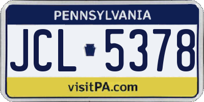 PA license plate JCL5378