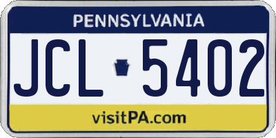 PA license plate JCL5402