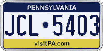 PA license plate JCL5403