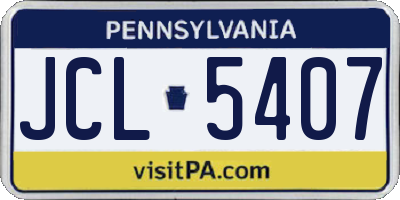 PA license plate JCL5407