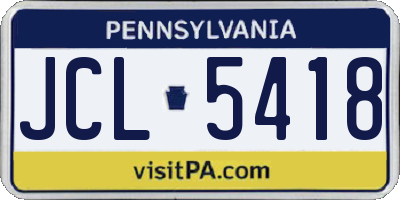 PA license plate JCL5418