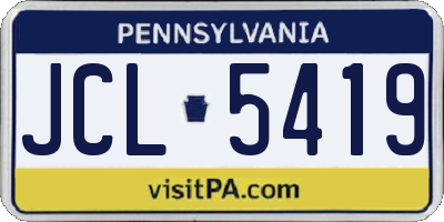 PA license plate JCL5419