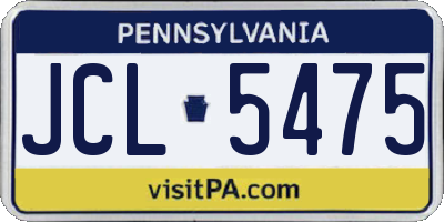 PA license plate JCL5475
