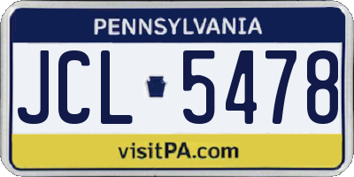 PA license plate JCL5478