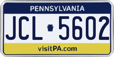 PA license plate JCL5602