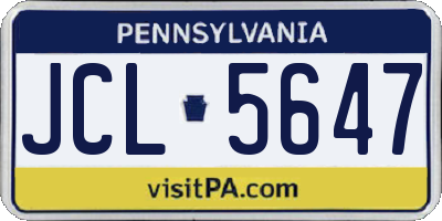 PA license plate JCL5647