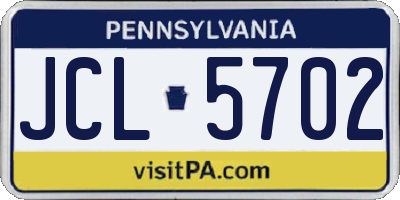 PA license plate JCL5702