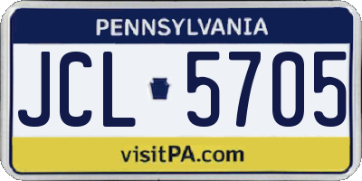 PA license plate JCL5705