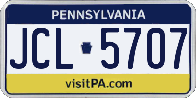 PA license plate JCL5707