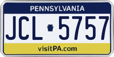 PA license plate JCL5757