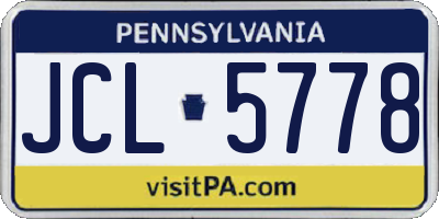 PA license plate JCL5778