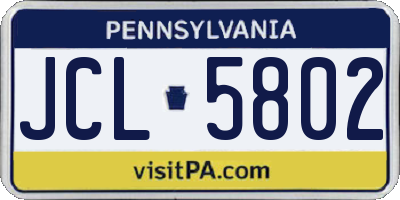 PA license plate JCL5802