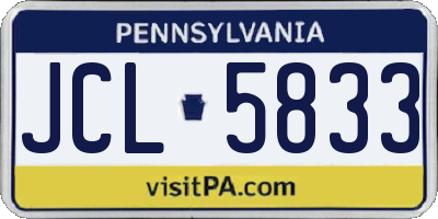 PA license plate JCL5833