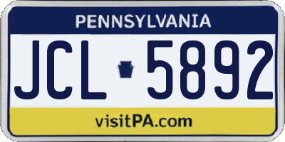 PA license plate JCL5892