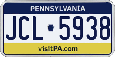 PA license plate JCL5938