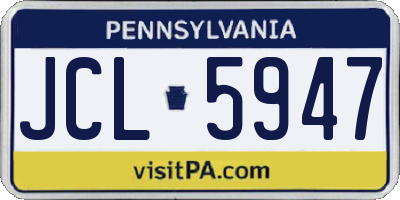 PA license plate JCL5947