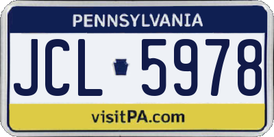 PA license plate JCL5978