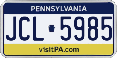 PA license plate JCL5985