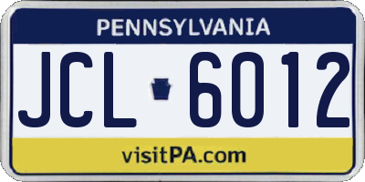 PA license plate JCL6012