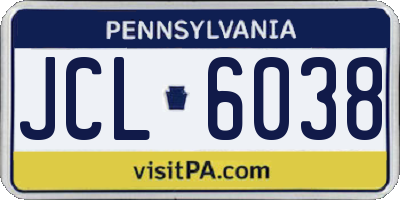 PA license plate JCL6038