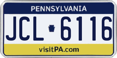 PA license plate JCL6116