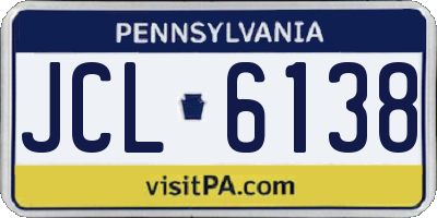 PA license plate JCL6138