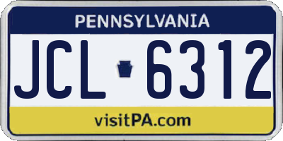 PA license plate JCL6312