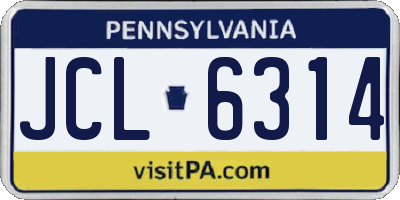 PA license plate JCL6314