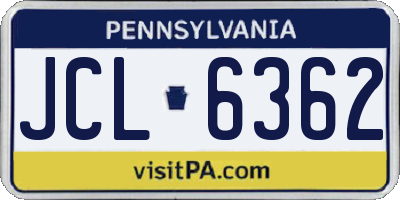 PA license plate JCL6362
