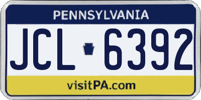 PA license plate JCL6392