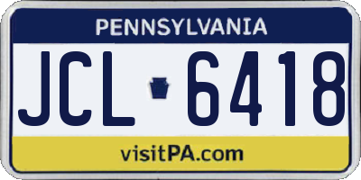 PA license plate JCL6418